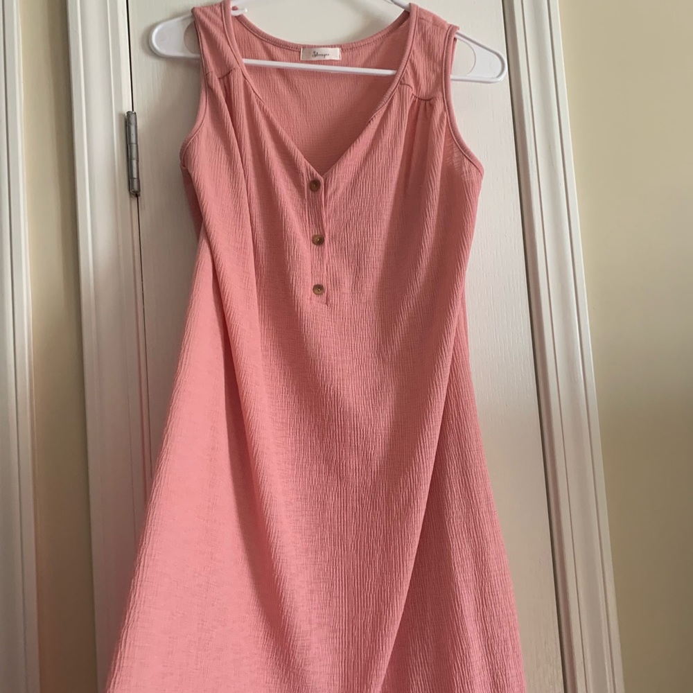 High low waffle knit sleeveless dress
